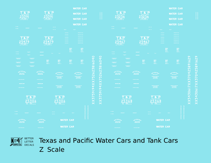 Texas and Pacific Water Car / Tank Car White