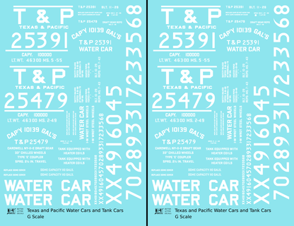 Texas and Pacific Water Car / Tank Car White