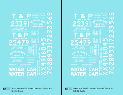 Texas and Pacific Water Car / Tank Car White