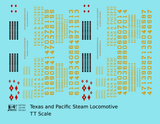 Texas and Pacific Steam Locomotive Dulux Gold  - Decal - Choose Scale