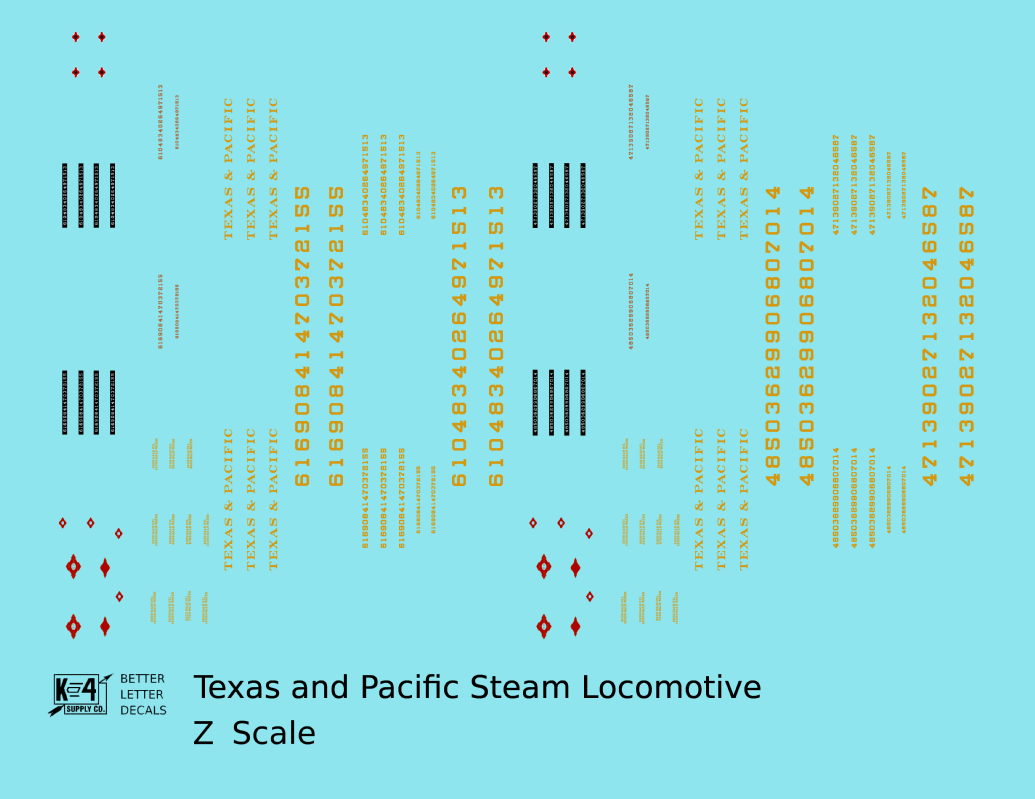 Texas and Pacific Steam Locomotive Dulux Gold
