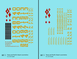 Texas and Pacific Steam Locomotive Dulux Gold  - Decal - Choose Scale