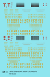 Texas and Pacific Steam Locomotive Dulux Gold  - Decal - Choose Scale
