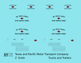 Texas and Pacific Box Truck, Tractor and Semi Trailer Black and Red  - Decal - Choose Scale