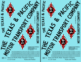 Texas and Pacific Box Truck, Tractor and Semi Trailer Black and Red  - Decal - Choose Scale