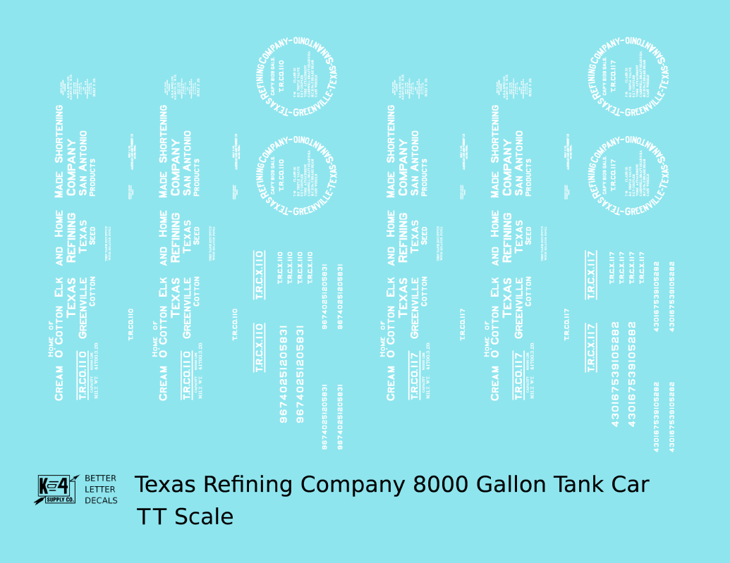 Texas Refining Company Tank Car White Cream O’ Cotton