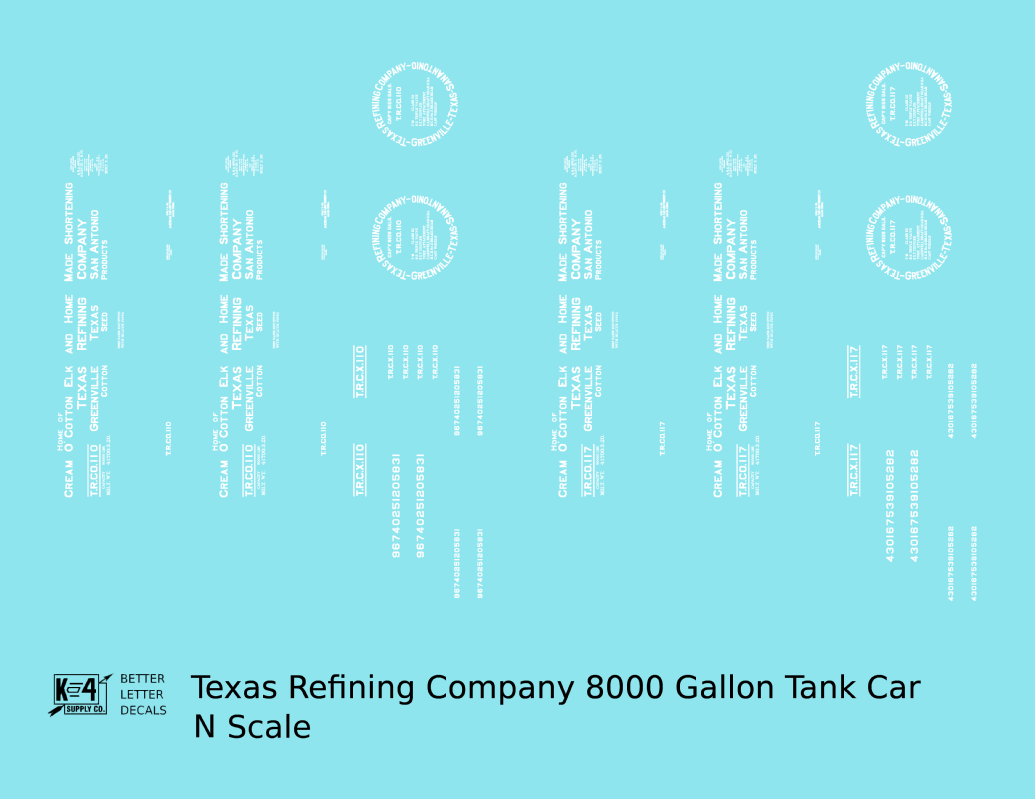 Texas Refining Company Tank Car White Cream O’ Cotton