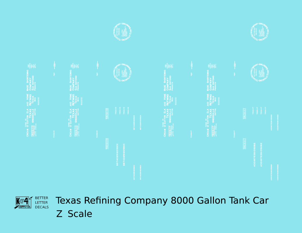 Texas Refining Company Tank Car White Cream O’ Cotton