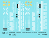 TRRA Terminal Railroad Assn Of St Louis Diesel Locomotives and Cabooses White  - Decal - Choose Scale
