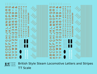 British Steam Locomotive Letters and Stripes  Gold  - Decal - Choose Scale