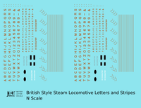 British Steam Locomotive Letters and Stripes  Gold  - Decal - Choose Scale