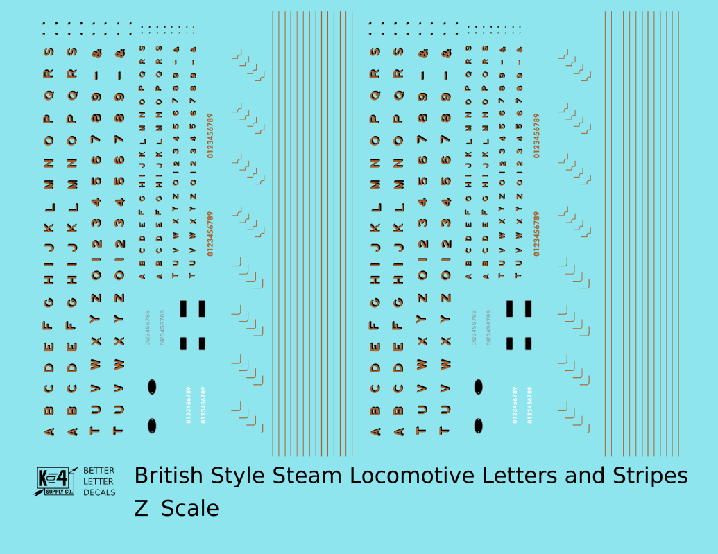 British Steam Locomotive Letters and Stripes  Gold With Black Shadow