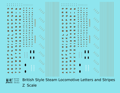 British Steam Locomotive Letters and Stripes  Gold With Black Shadow