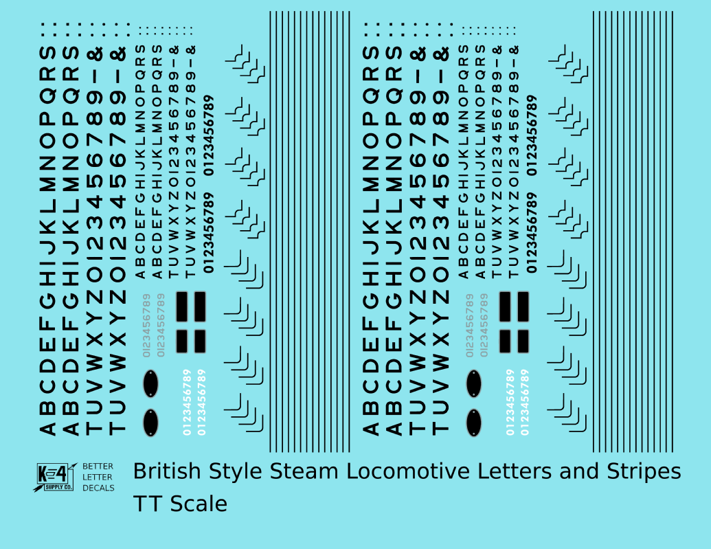 British Steam Locomotive Letters and Stripes  Black