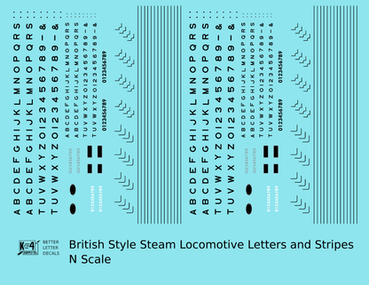British Steam Locomotive Letters and Stripes  Black