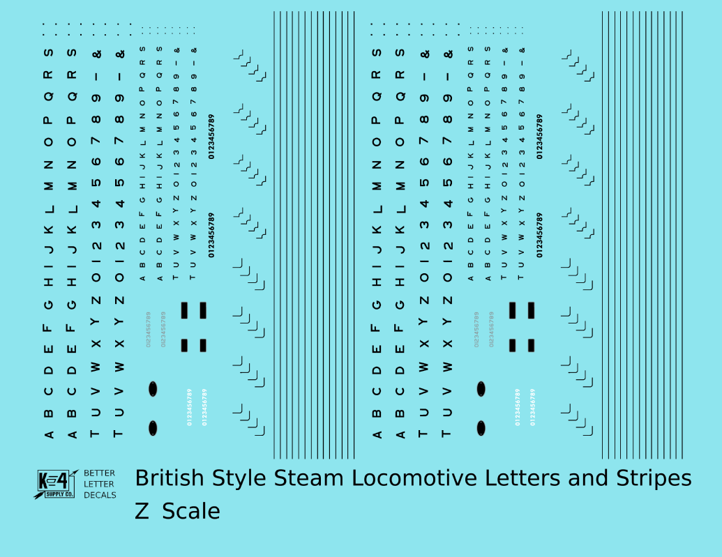 British Steam Locomotive Letters and Stripes  Black