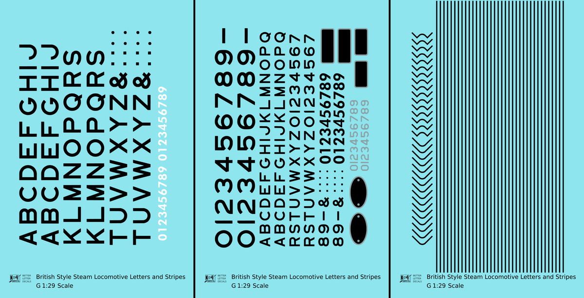 British Steam Locomotive Letters and Stripes  Black