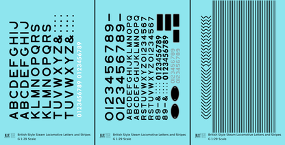 British Steam Locomotive Letters and Stripes  Black