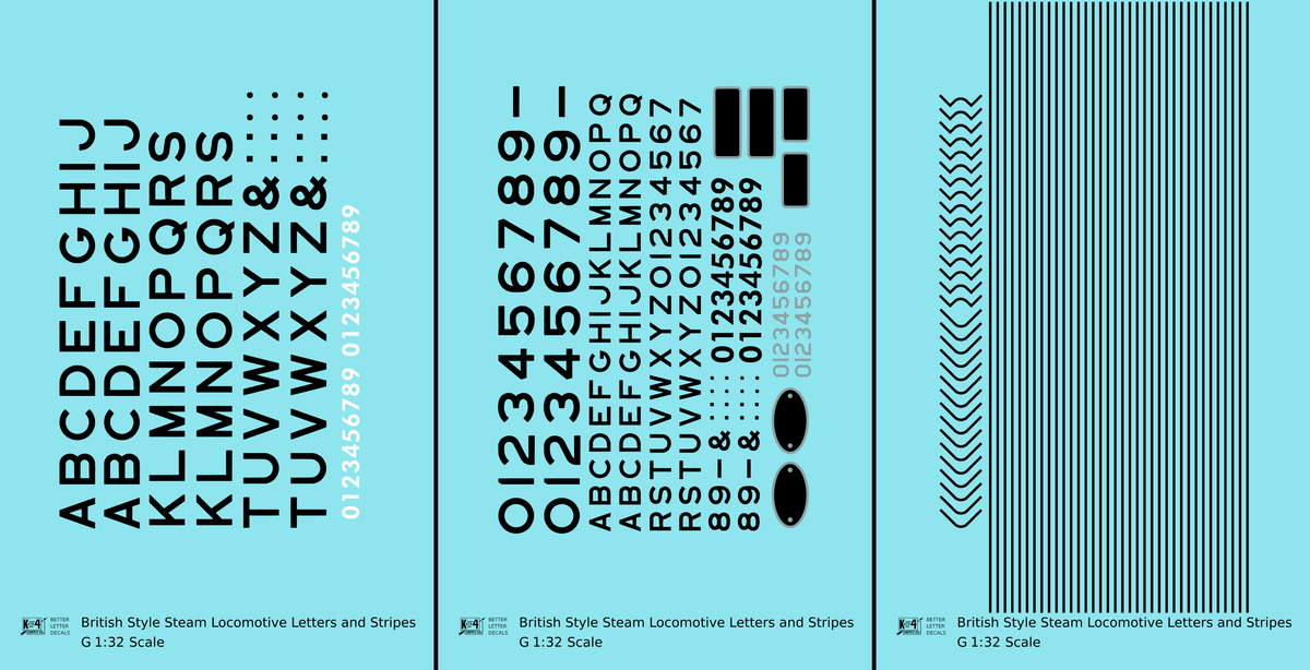 British Steam Locomotive Letters and Stripes  Black
