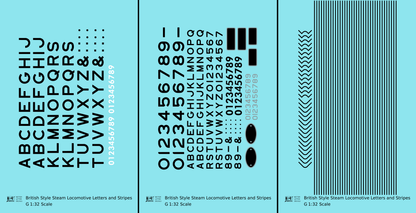 British Steam Locomotive Letters and Stripes  Black