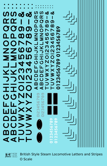 British Steam Locomotive Letters and Stripes  Black