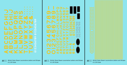British Steam Locomotive Letters and Stripes  Black With Yellow Shadow