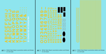 British Steam Locomotive Letters and Stripes  Black With Yellow Shadow