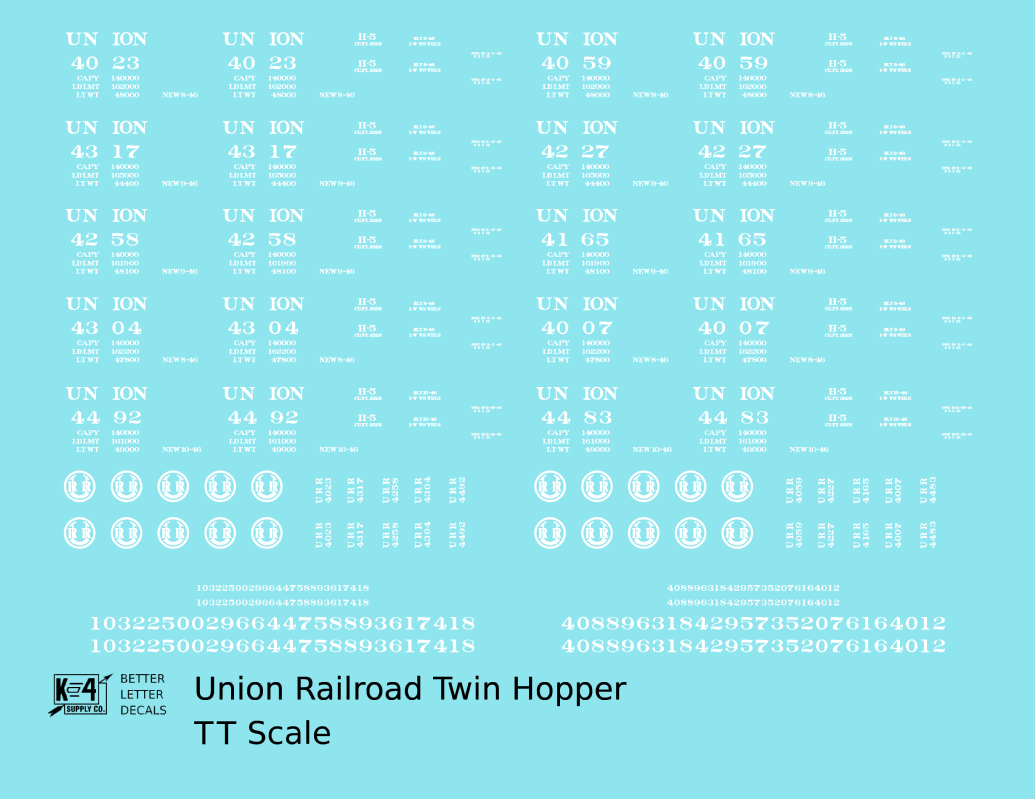 Union Railroad Twin Hopper White