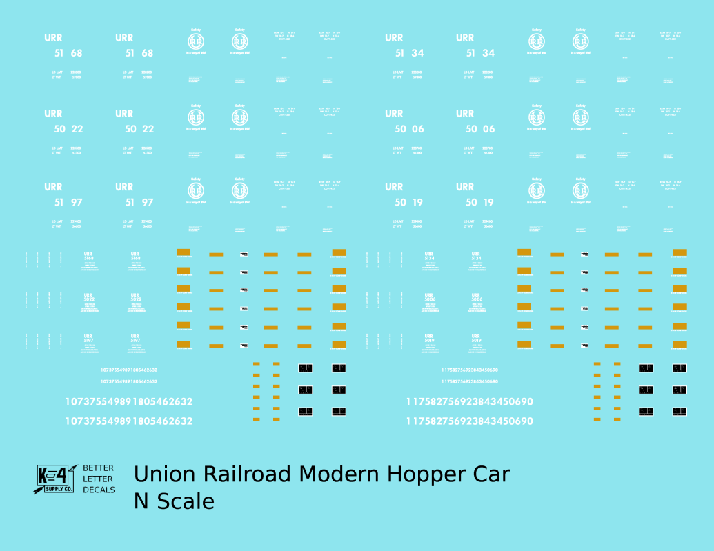 Union Railroad Modern Triple Hopper White and Yellow