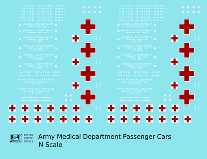 US Army Medical Department Hospital Passenger Car White and Red
