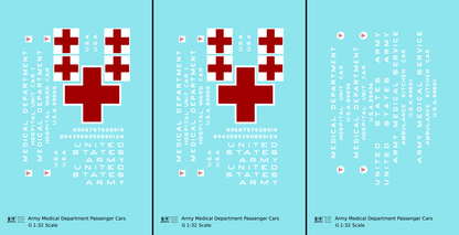 US Army Medical Department Hospital Passenger Car White and Red
