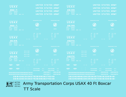 USAX Army Transportation Corps 40 Ft Steel Boxcar White