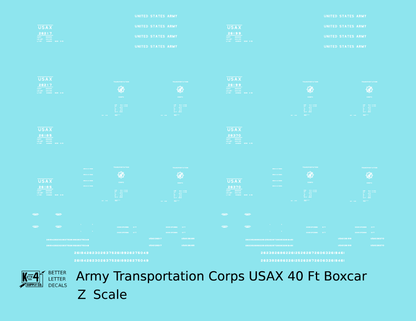 USAX Army Transportation Corps 40 Ft Steel Boxcar White
