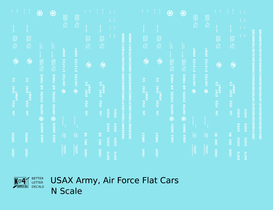 USAX Army and Air Force Flat Car White
