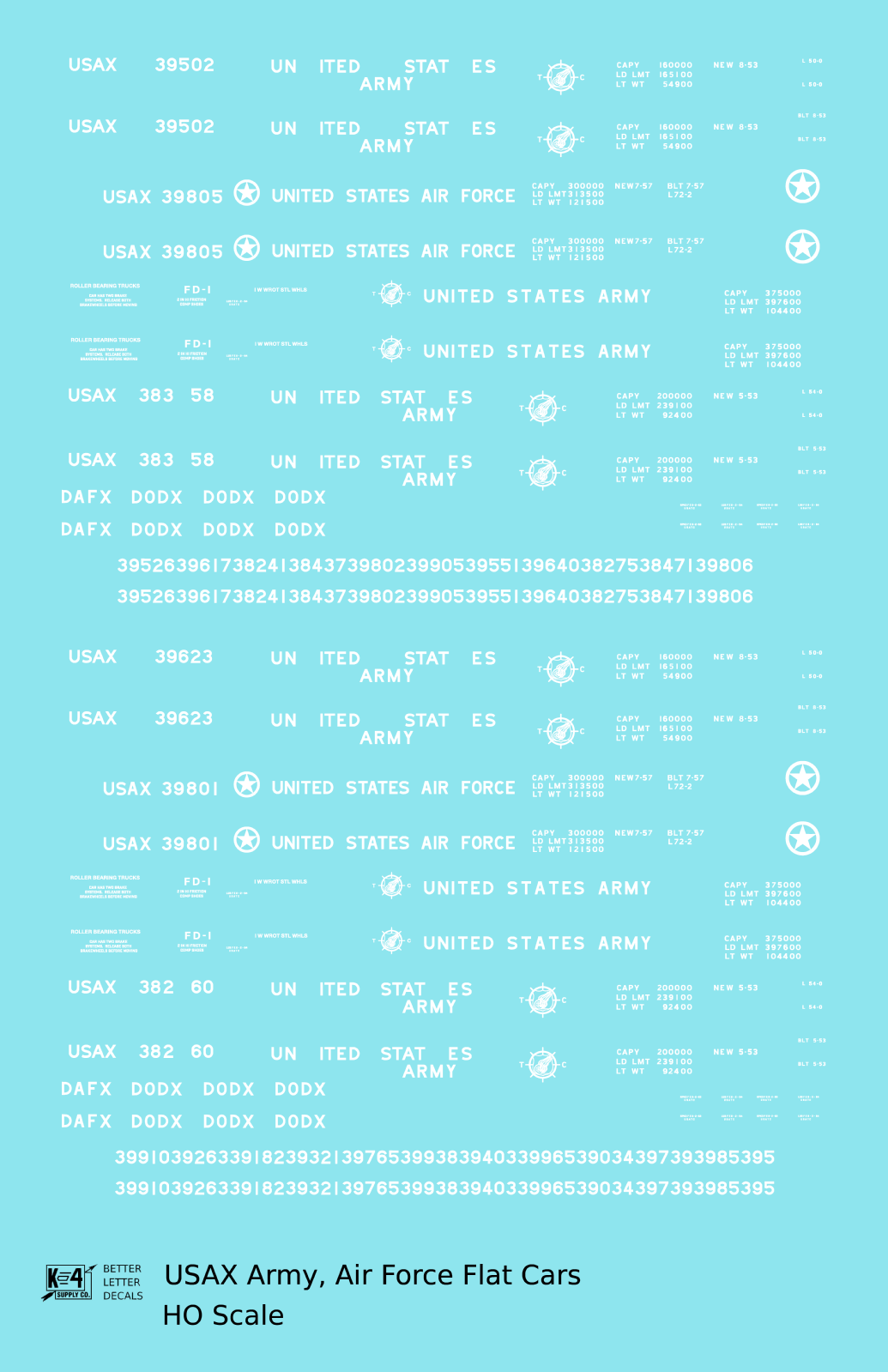 USAX Army and Air Force Flat Car White