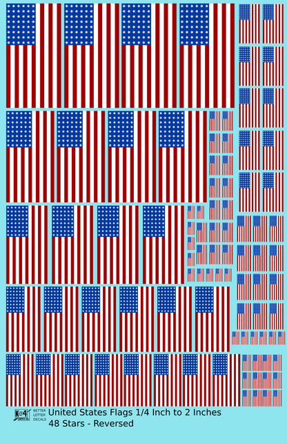 48 Star United States Flags REVERSED  Red White and Blue