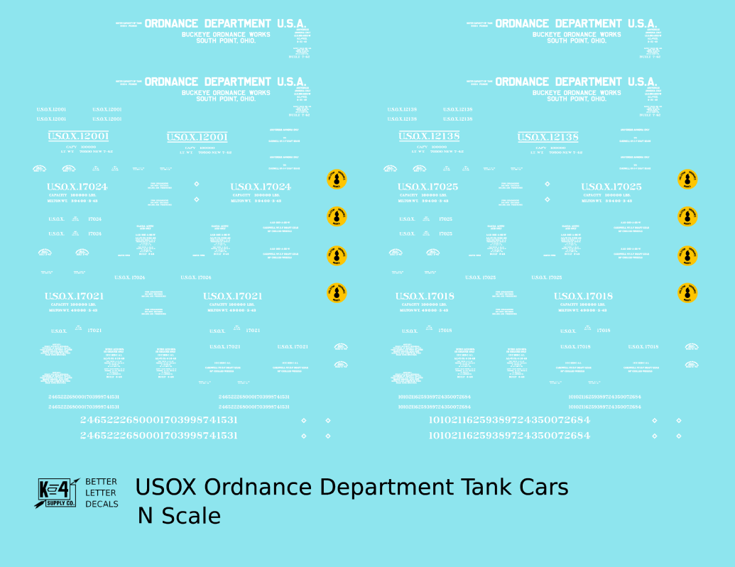 US Govt. Ordnance Dept Tank Car White and Yellow WWII Era
