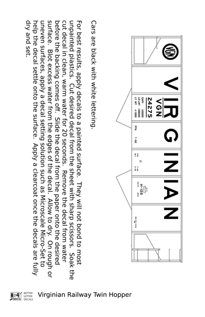 Virginian 55 Ton Twin Hopper White  - Decal