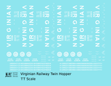 Virginian 55 Ton Twin Hopper White  - Decal - Choose Scale