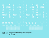 Virginian 55 Ton Twin Hopper White  - Decal - Choose Scale