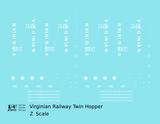 Virginian 55 Ton Twin Hopper White  - Decal - Choose Scale