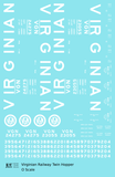 Virginian 55 Ton Twin Hopper White  - Decal - Choose Scale