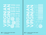 Virginian 70 Ton Triple Hopper White  - Decal - Choose Scale