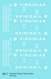 Virginian 70 Ton Triple Hopper White  - Decal - Choose Scale