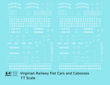 Virginian Flat Car and Caboose White  - Decal - Choose Scale