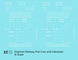 Virginian Flat Car and Caboose White  - Decal - Choose Scale