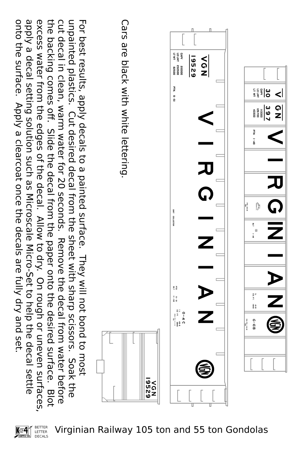 Virginian 55 and 105 Ton Gondolas White
