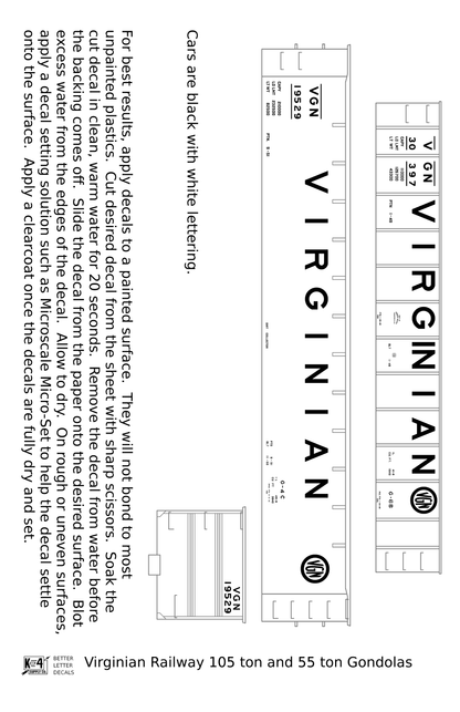 Virginian 55 and 105 Ton Gondolas White