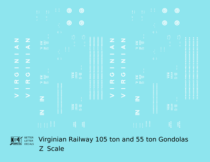 Virginian 55 and 105 Ton Gondolas White