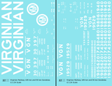 Virginian 55 and 105 Ton Gondolas White  - Decal - Choose Scale
